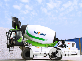 Self-loading concrete mixer pump truck