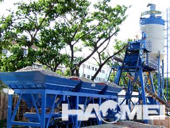 Hopper type concrete mixing station
